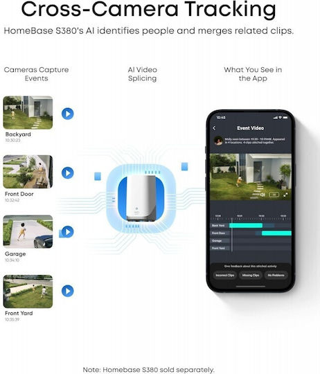 Eufy SoloCam E42 IP Κάμερα Παρακολούθησης Wi-Fi 4K Αδιάβροχη Μπαταρίας με Αμφίδρομη Επικοινωνία