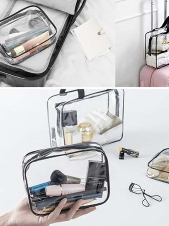 Set 3 Transparent Travel Cosmetic Organizers