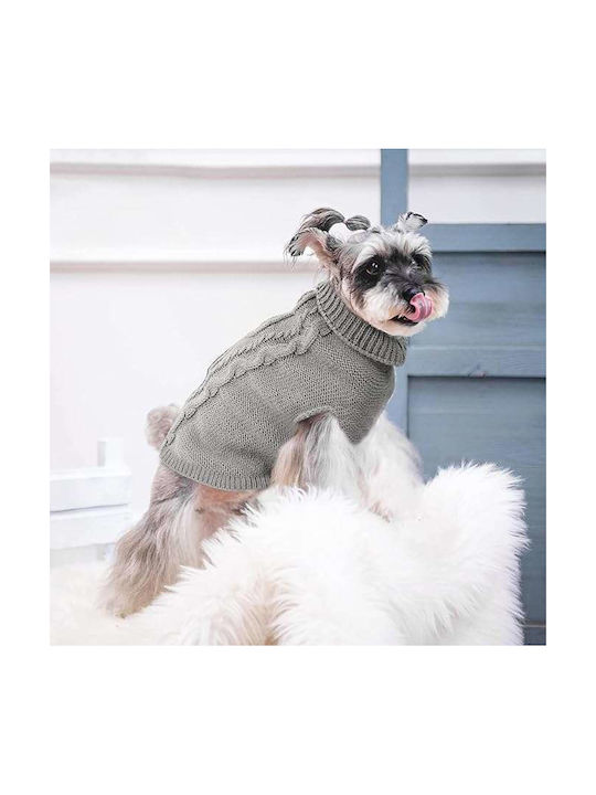 Dog Sweater Warm Soft Knitted Gray Size M