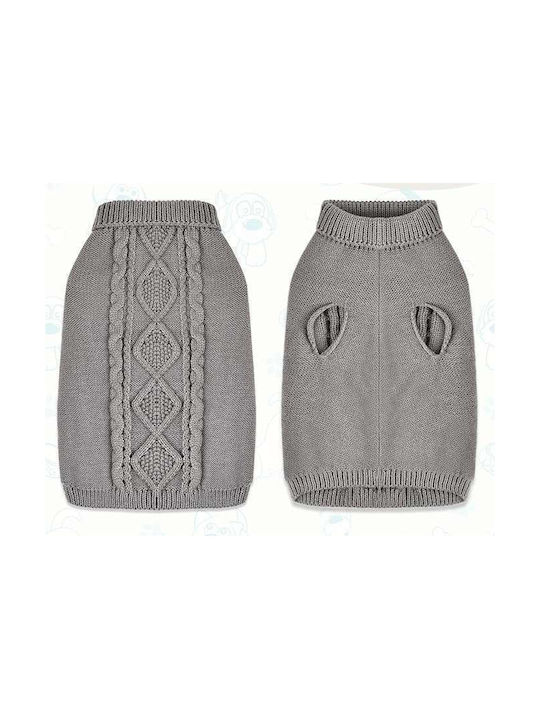 Dog Sweater Warm Soft Knitted Gray Size M