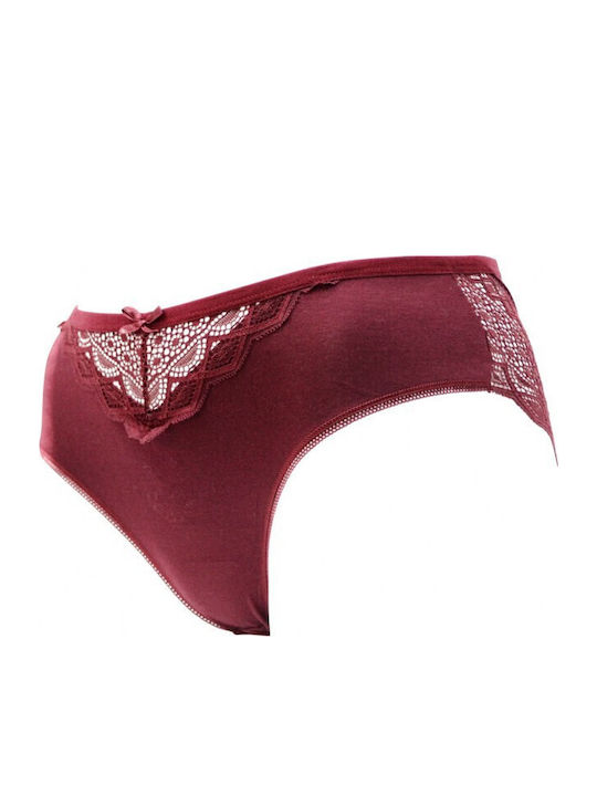 Damen Slip mit Spitze Burgundy