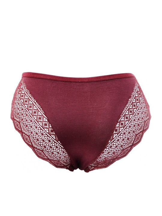Damen Slip mit Spitze Burgundy
