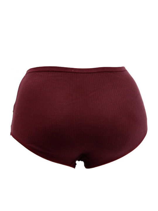 High-waisted Women's Slip with Lace Burgundy
