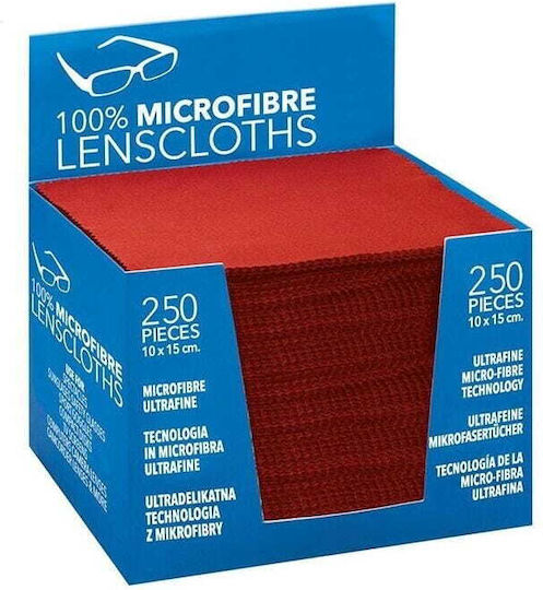Lavetă de Curățare cu Microfibre pentru Ochelari Roșie 18x15