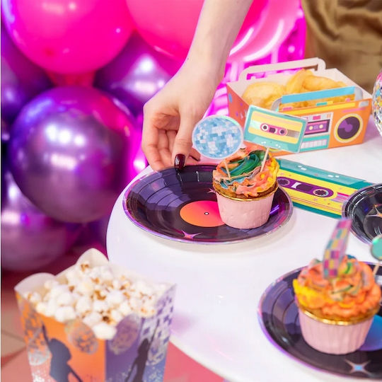 Paper Plates Vinyl Record Retro Disco 80s Birthday 18cm 6pcs