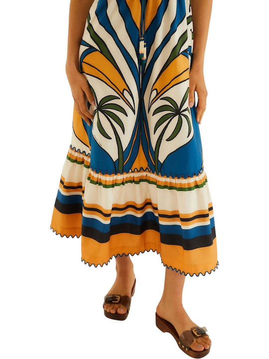 Summer Maxi Dress Tropical Graphic