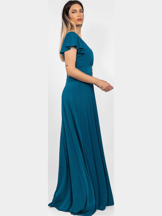 Rochie Maxi De Vară Pentru Nuntă / Botez Petrol