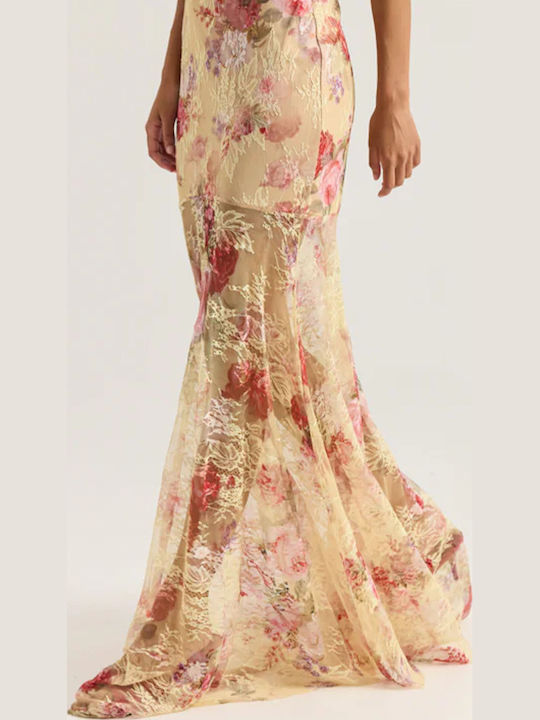 Sommer Maxi Wickel Damenkleid Gelbe