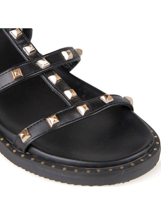 Flache Sandalen Für Damen Gladiator Schwarz