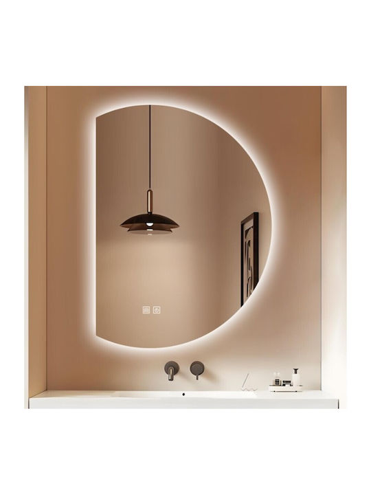 Futura Oglindă de Baie Semicirculară cu Lumini LED cu Atingere 60x80cm Albă