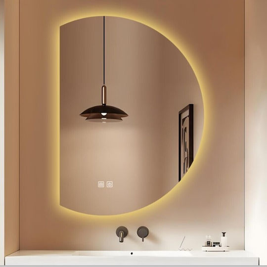 Futura Полукръгло Огледало за Баня LED Touch 60x80cm Бял