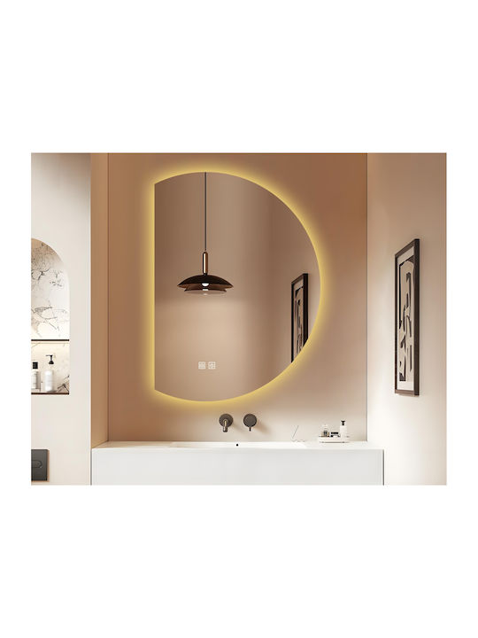 Futura Oglindă de Baie Semicirculară cu Lumini LED cu Atingere 60x80cm Albă