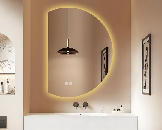 Futura Полукръгло Огледало за Баня LED Touch 60x80cm Бял