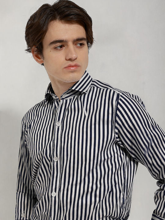 Long Sleeve Striped Blue Shirt