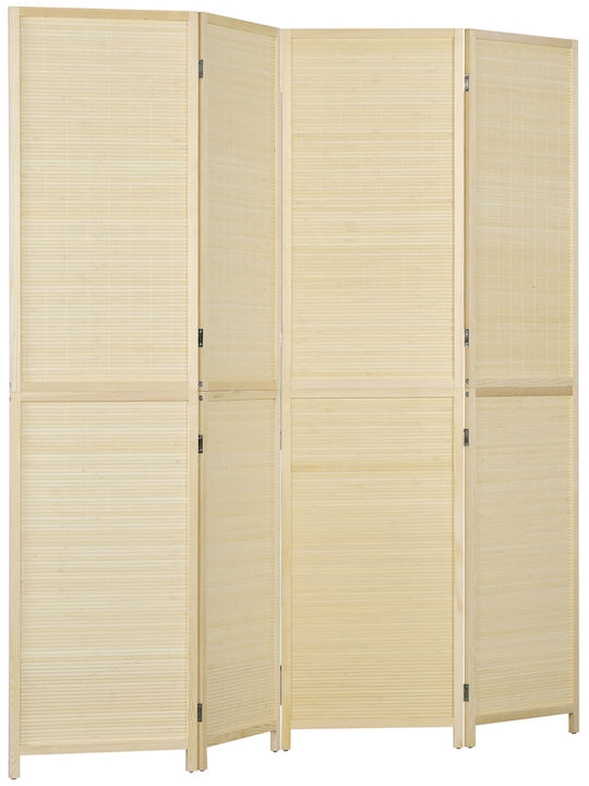 HomCom Decorativ Paravan din Rattan cu 4 Panouri 180x180cm