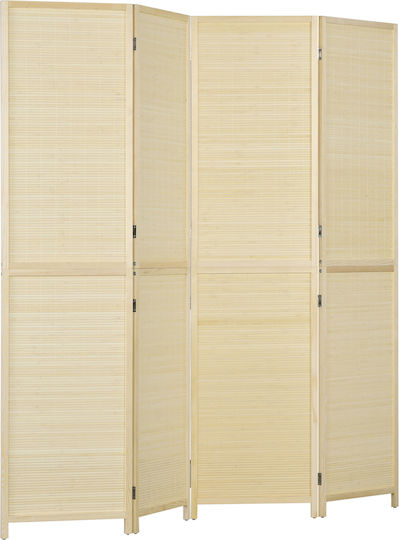 HomCom Decorativ Paravan din Rattan cu 4 Panouri 180x180cm