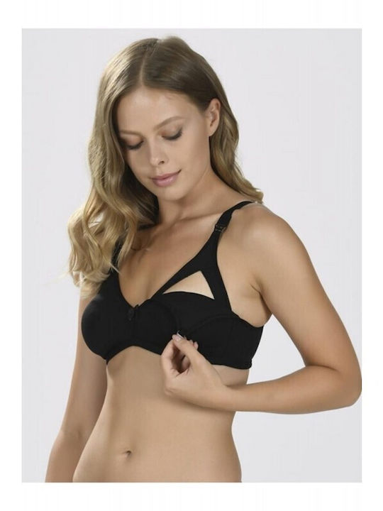 NBB Lingerie Βαμβακερό Σουτιέν Εγκυμοσύνης & Θηλασμού με Clips Μαύρο