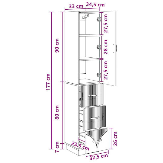 vidaXL Στήλη Μπάνιου Δαπέδου Μ33xΒ34.5xΥ87cm Μαύρη