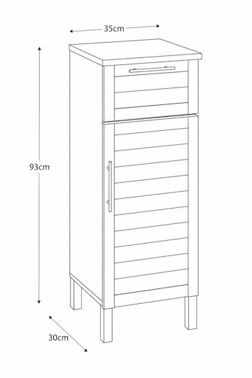 MRShome Floor Bathroom Column Cabinet L35xD30xH93cm Brown