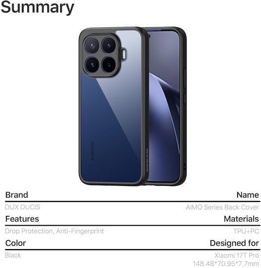 Dux Ducis Aimo Series Твърд Калъф Прозрачен Xiaomi 17t Pro 5g