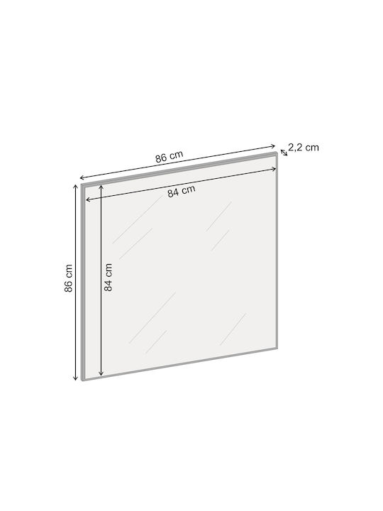 Megapap Mars Wall Mirror with Brown Wooden Frame 86x86cm