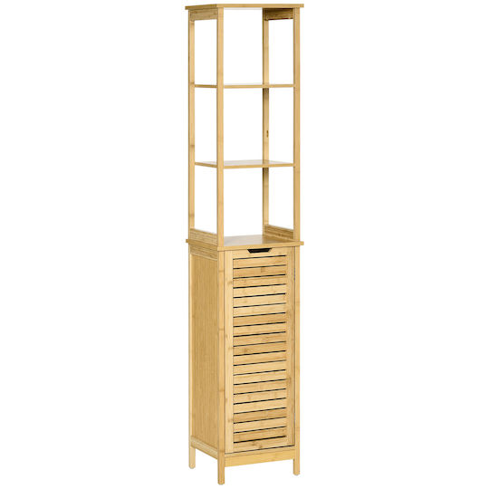 Kleankin Dulap Coloană Pentru Baie Pardoseală M34xB30xY173cm Bej