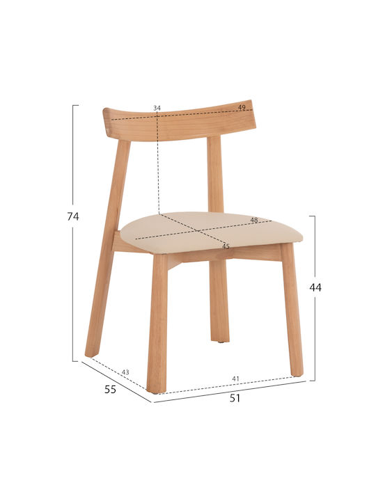 Osorio Dining Chairs with Artificial Leather Upholstery Natural-Ecru 2pcs 51x55x74cm