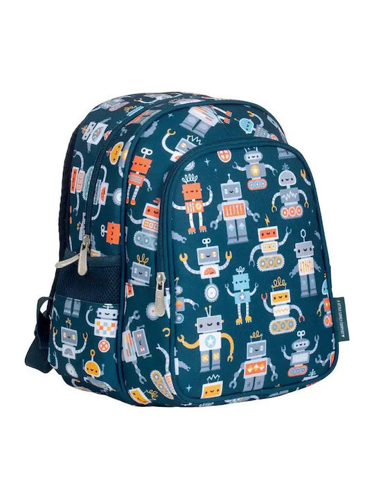 A Little Lovely Company School Backpack For Kindergarten With Water Bottle Holder Blue 16 Litre 27 x 19 x 32cm