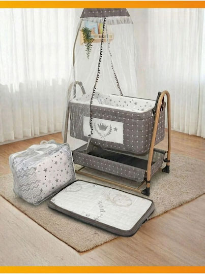 SteweHome Babywiege mit Matratze und Rädern Marineblau