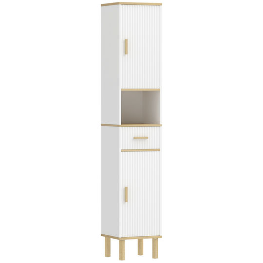 HomCom 834-948V80WT Badezimmer-Säulenschrank Boden Weiß