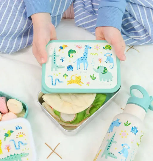 A Little Lovely Company Неръждаема Детска Кутия За Храна 0.9 Л Бежова 17.5 x 12.5 x 6 см