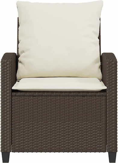 vidaXL Outdoor Rattan Armchair Brown with Cushion 4 Pieces