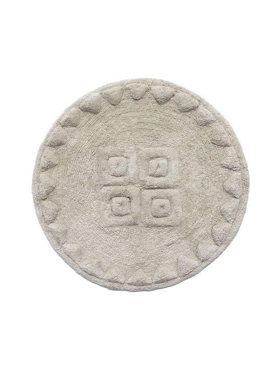 Palamaiki Bath Mat Cotton Round Maya 9-100543-001 Cloud Width 70cm