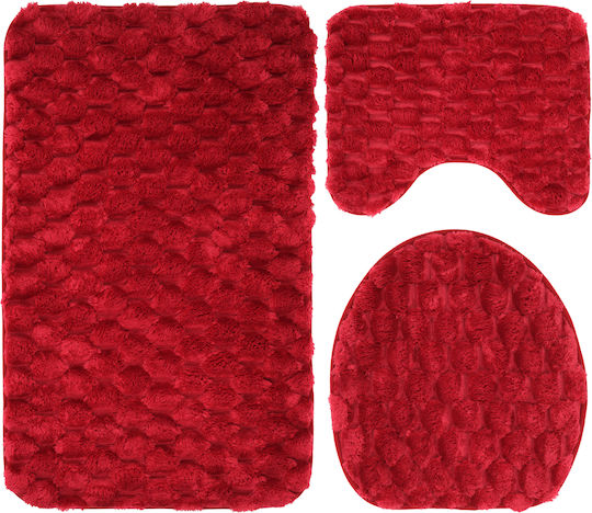 Σετ Πατάκια Μπάνιου Microfiber RedRug1 Red 3τμχ Σετ Πατάκια Μπάνιου Microfiber RedRug1 Red 3τμχ