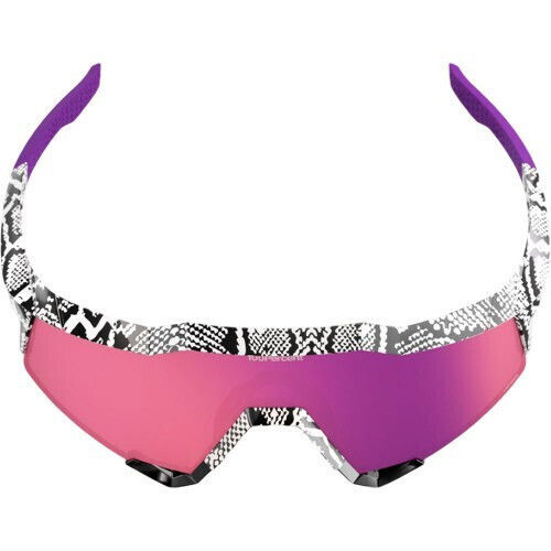 100% Cycling Glasses Speedcraft with White Frame and Dark Mirror Photochromic Lenses