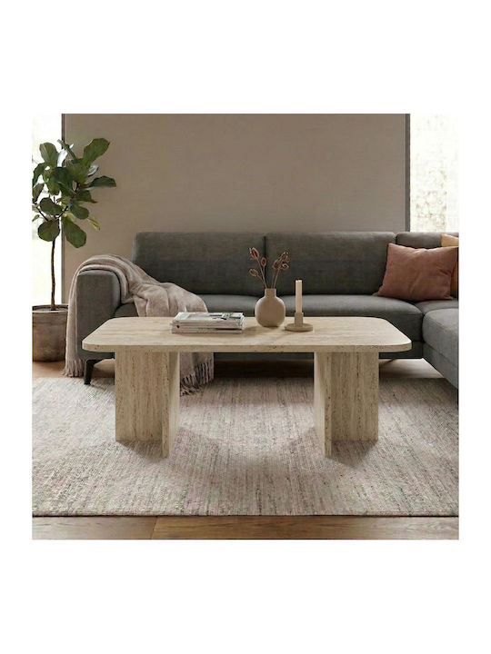 Masa Centrală Rectangulară Hillary din Lemn Travertin M100xL60xÎ41.8cm