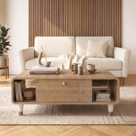 Rectangular Central Coffee Table Doro Wooden Sepet Oak L100xW60xH34.6cm