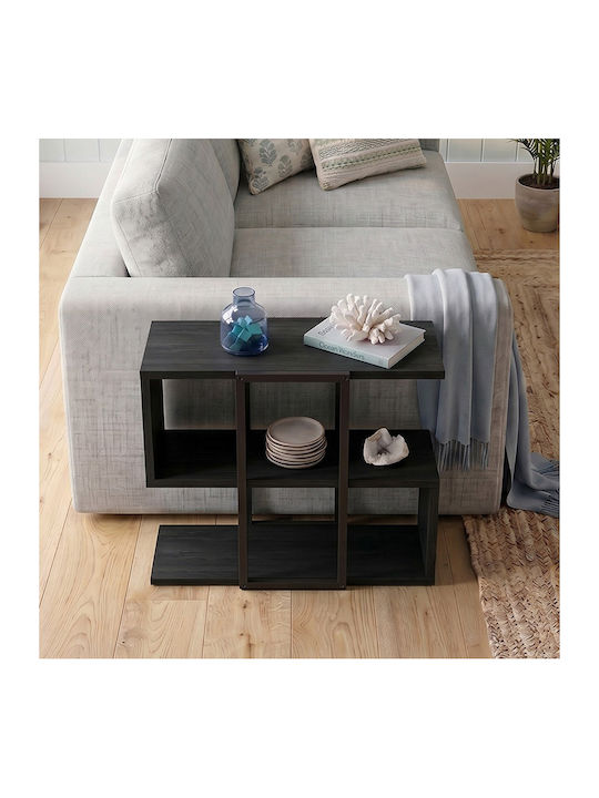 Rectangular Side Table Homia from Solid Wood Black W56xD25xH56.5cm