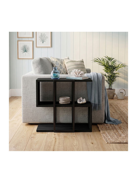 Rectangular Side Table Homia from Solid Wood Black W56xD25xH56.5cm