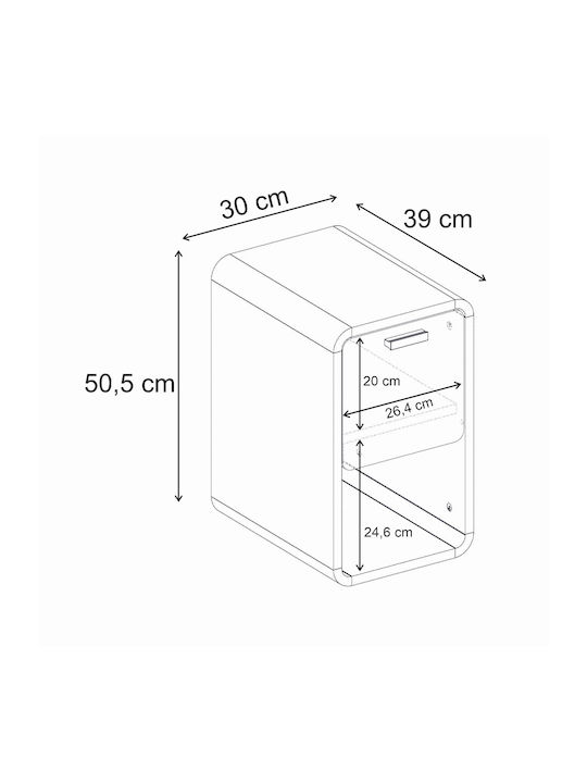 Rovel Rechteckiger Beistelltisch Holz Sepet Eiche M30xL39xH50,5cm