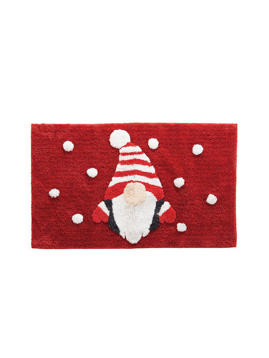 Nef-Nef Homeware Non-Slip Bath Mat Cotton My Dwarf Red Red 50x80cm