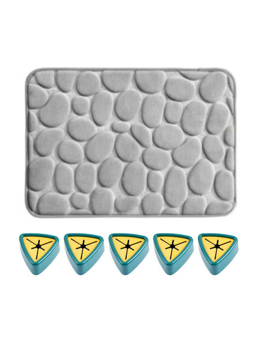 Rutschfest Set Badematten Memory-Schaum Rechteckig Gray Green
