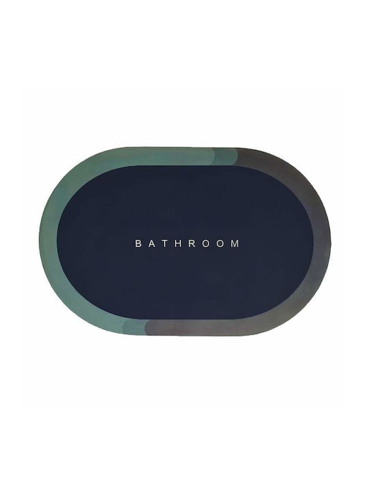 Non-Slip Bath Mat Oval Navy Blue 90x60cm