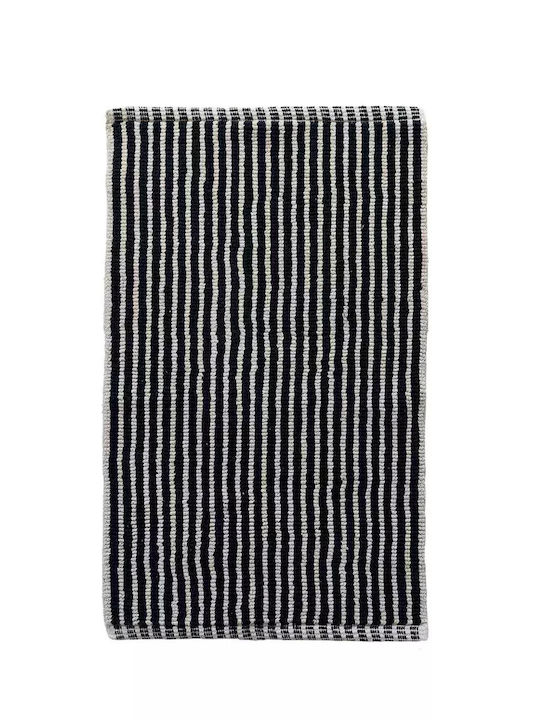 Palamaiki Rutschfest Badematte Baumwolle Rechteckig Stik Black 50x80cm