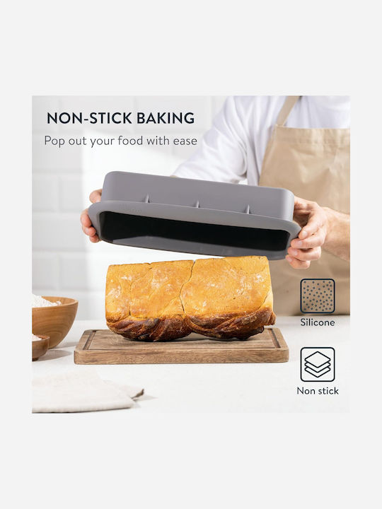 Tavă de Copt Gourmeo 1 Kg Formă de Patiserie pentru Pâine din Silicon 30x7.5x11.6 cm