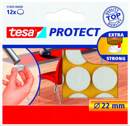 Tesa Self-adhesive Felt Pads Furniture Chairs White 22mm 12pcs X3