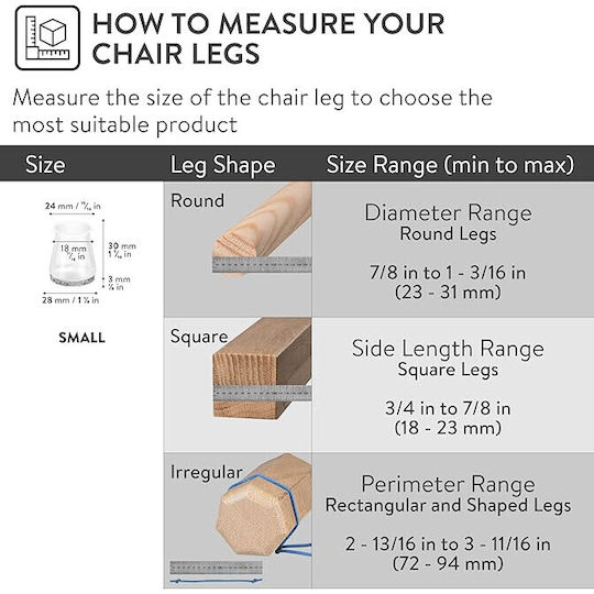 Set 16 Leg Protectors Chairs Table Aneaseit Made Silicone Felt Suitable Any Shape 16-29 Cm Transparent