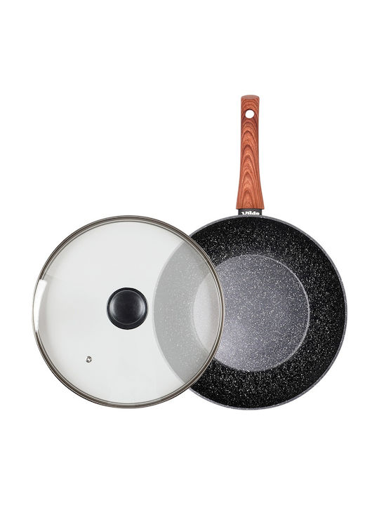 Vilde Vilde Wok aus Aluminium mit Deckel mit Stein Innenbeschichtung 28cm