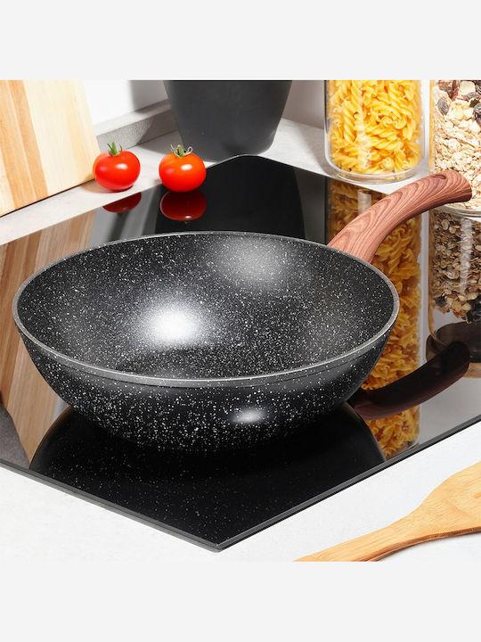 Vilde Vilde Wok aus Aluminium mit Deckel mit Stein Innenbeschichtung 28cm