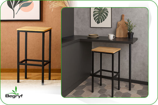 Metallischer Barhocker Eiche 40x30x65cm